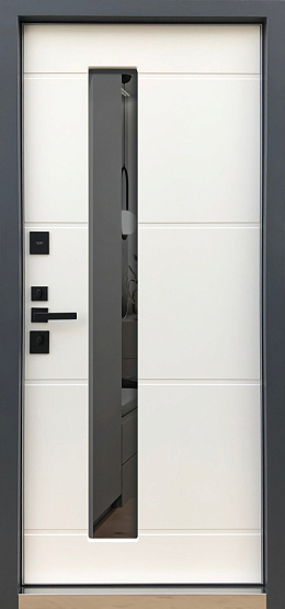 Дверь стальная СЕВЕР ОКНО (с терморазрывом) Street 7024/ Белый матовый металлические входные двери SHELTER shelter