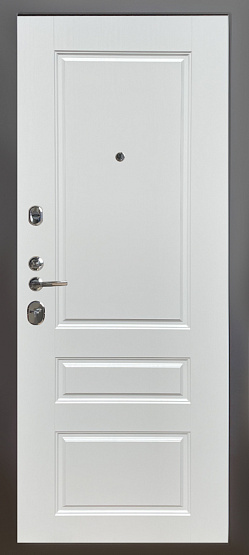 Дверь стальная КОМФОРТ Бетон урбан индиго/Белый ясень (1) металлические входные двери SHELTER shelter