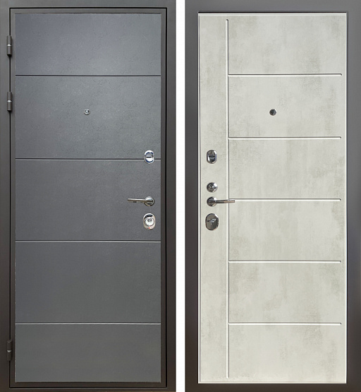 Дверь стальная КОМФОРТ Лофт графит/Бетон крем (11) металлические входные двери SHELTER shelter