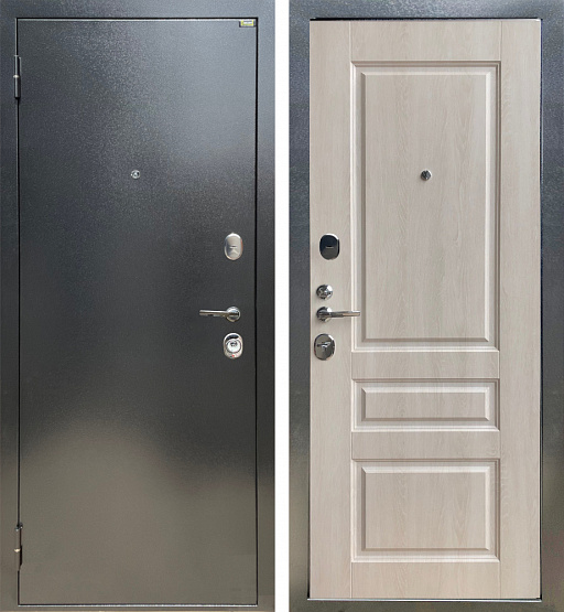 Дверь стальная СТАНДАРТ Антик темное серебро/Дуб филадельфия крем (3) металлические входные двери SHELTER shelter