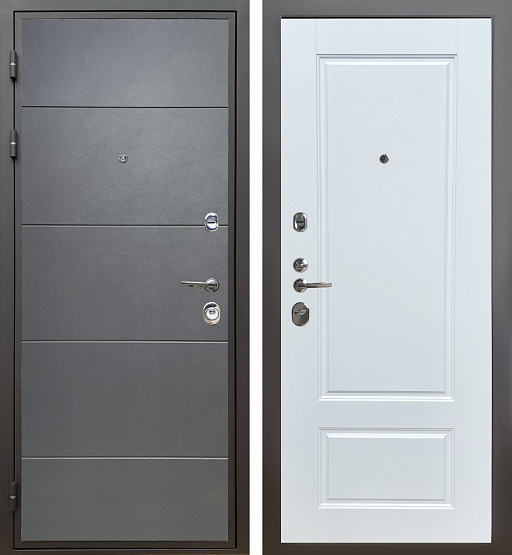 Дверь стальная КОМФОРТ Лофт графит/Белый матовый (4) металлические входные двери SHELTER shelter