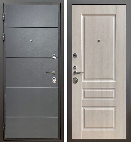 Дверь стальная КОМФОРТ Лофт графит/Дуб филадельфия крем (3) металлические входные двери SHELTER shelter