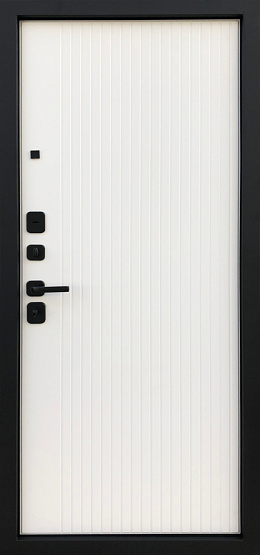 Дверь стальная ФЬЮЖН Черная шагрень/Белый матовый металлические входные двери SHELTER shelter