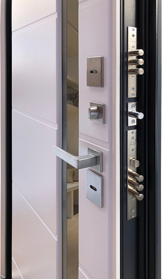 Дверь стальная СЕВЕР (с терморазрывом) Эмаль RAL-7024/ Белый матовый металлические входные двери SHELTER shelter