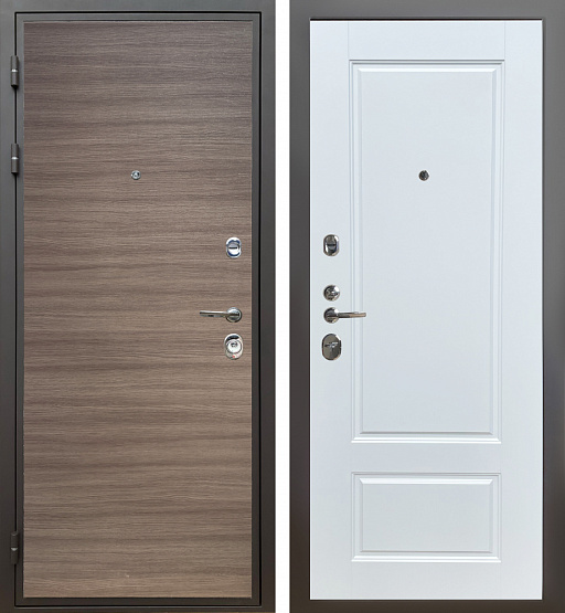 Дверь стальная КОМФОРТ Дуб тоскано поперечный/Белый матовый (4) металлические входные двери SHELTER shelter